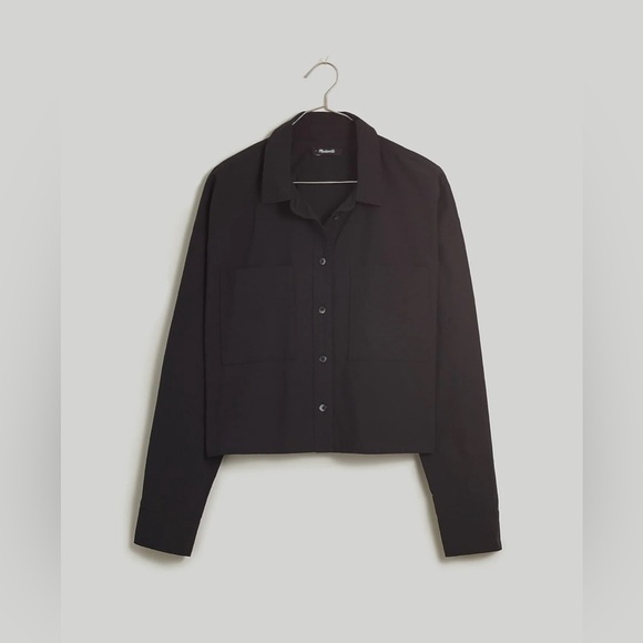 Madewell The Signature Poplin Crop Shirt in True Black - Picture 5 of 11